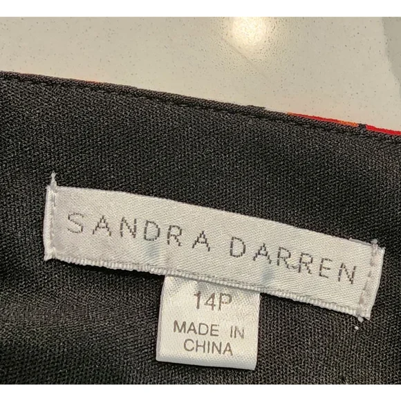 Sandra Darren 14P Petite Tropical Print Wrap Dress Pink Coral V-Neck Flutter - Picture 7 of 12